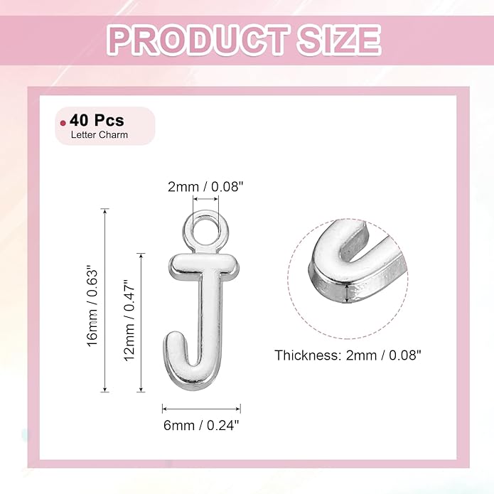 uxcell Letter Charm, Alloy Letter Initial Alphabet Charm for DIY Crafts Jewelry Making Bracelet Earrings Necklace