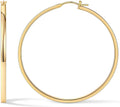 Gacimy Flatted Hoop Earrings for Women 14K Gold Plated with 925 Sterling Silver Post
