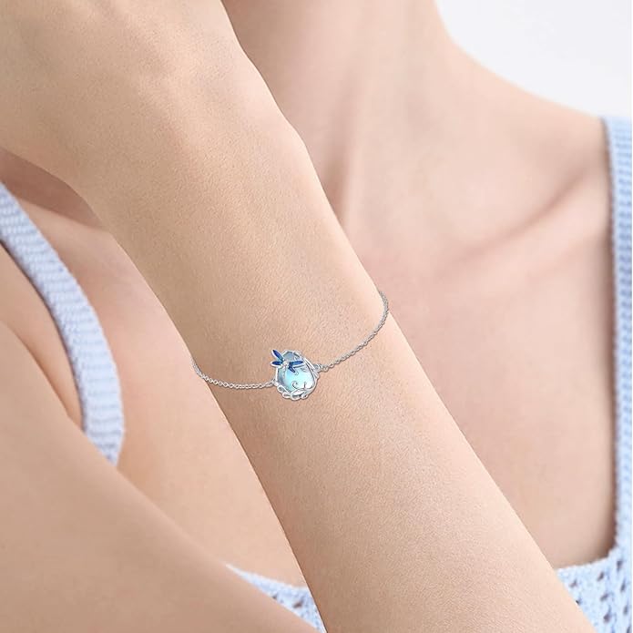 Dragonfly Bracelet 925 Sterling Silver Butterfly Bracelet Adjustable Celtic Moon Bracelet Irish Celtic Jewelry Gifts for Women