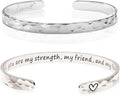 Carviell Engraved Cuff Bracelets for Women – Inspirational, Friendship, Love, Mom, Daughter, Sister, Christian, Graduation, Memorial & Wedding Gifts – 80+ Phrases – Stainless Steel, Gift-Ready