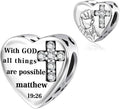 Bible Family Mom Wife Love Heart Dangle Charm 925 Sterling Silver Charms fits Bracelets and Necklace Pendant Bead Charms Jewelry Present for Women Family Friends