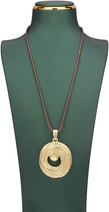 Women's Leather Long Necklace Bohemian Style Circle Retro Pendant Necklace Women's Jewelry
