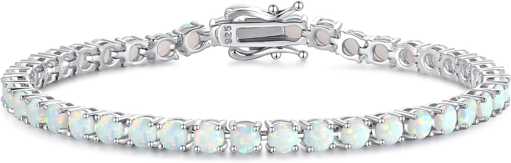FANCIME Birthstone Bracelet Sterling Silver Gemstone Tennis Bracelets Fine Jewelry Wedding Bridal Prom Birthday Gift for Women Her, Length 7.2 Inch Width 4mm