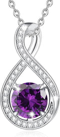 FANCIME Birthstone Necklaces for Women Fine Jewelry Sterling Silver Infinity Pendant Anniversary Birthday Gifts for Her Women Wife Mom Lady Daughter, Chain 16"+2" Extend