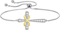 YL Cross Bracelet 925 Sterling Silver Infinity Sideways Link Bracelet Birthstone Jewelry for Women