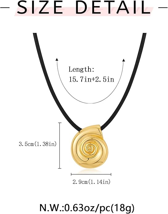 WOWORAMA Gold Necklace for Women Boho Spiral Conch Shell Necklace Starfish Necklace Vintage Ocean Sea Shell Choker Pendant Necklace Adjustable Summer Beach Jewelry