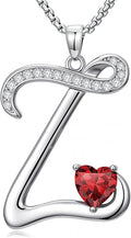 Valentines Day Gifts for Women Alphabet A to Z Initial Birthstone Pendant Necklaces for Women - 18k White Gold Plated Personalized Name Jewelry Valentine Mothers Day Birthday Gifts for Women Her Girlfriend