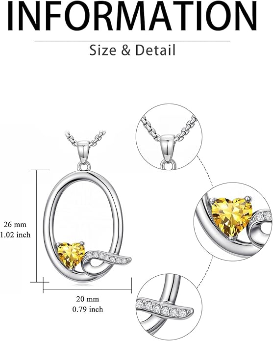Valentines Day Gifts for Women Alphabet A to Z Initial Birthstone Pendant Necklaces for Women - 18k White Gold Plated Personalized Name Jewelry Valentine Mothers Day Birthday Gifts for Women Her Girlfriend