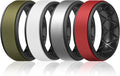 Egnaro Silicone Rings for Men 1/4/5/6/7 Multipack of Breathable Mens Silicone Rubber Wedding Rings Bands - Step Edge