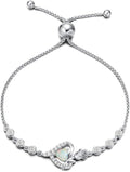 AGVANA Valentines Day Gifts Rosy Reverie Birthstone Bracelet for Women Sterling Silver Genuine or Created Gemstone Tennis Bracelet Rose Heart Jewelry Anniversary Birthday Gifts for Women Mom Wife Her