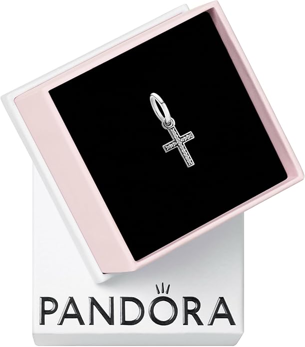 PANDORA Sparkling Cross Dangle - Compatible ME/Moments - Sterling Silver Charm with Cubic Zirconia - Gift with Gift Box