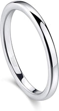 Greenpod 2mm 4mm 6mm Tungsten Wedding Bands Ring for Women Men Rose Gold Plated/Silver/24K Gold Plated/Black Polished Slim Engagement Promise Rings Comfort Fit Size 4-13