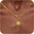 CHESKY Layered Necklaces for Women Trendy, Dainty 14k Gold Plated Pendant Necklace Layering Necklace for Women Non Tarnish Hypoallergenic Sun Gold Necklace Stack Gold Jewelry for Women Gifts