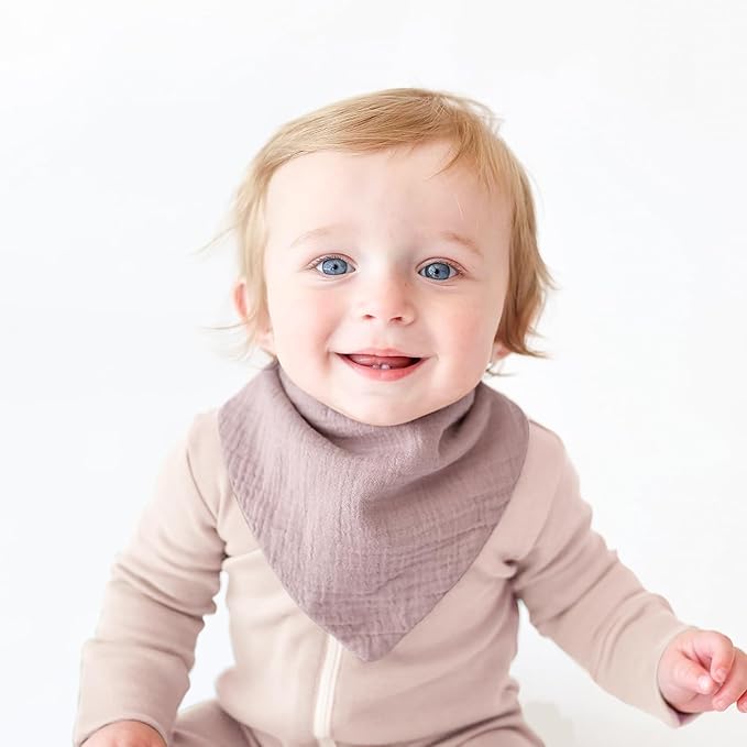 Konssy Muslin Baby Bibs 10 Pack Baby Bandana Drool Bibs 100% Cotton for Unisex Boys and Girls, Soft Absorbent Set for Teething and Drooling
