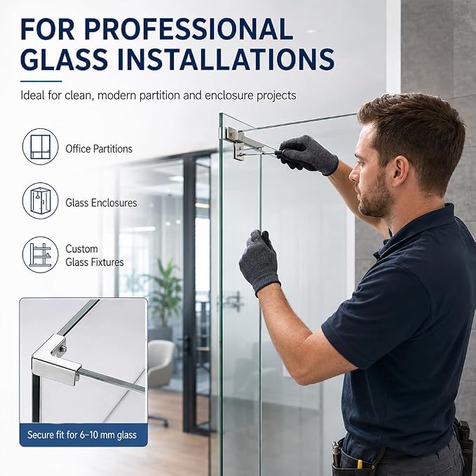 Glass and Tile Corner Clip, Clamp Bracket，Straight-line Shape | Outdoor - Image 6