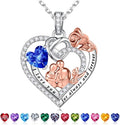 Iefil Valentines Day Gifts for Her - 925 Sterling Silver Birthstone Heart Necklace for Women, Anniversary Birthday Gifts for Wife Girlfriend Mom