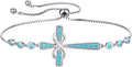 YL Cross Bracelet 925 Sterling Silver Infinity Sideways Link Bracelet Birthstone Jewelry for Women