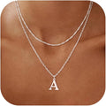 14K Gold Plated Initial Necklaces for Women Dainty Layered Letter Pendant Necklace Cute Choker Necklace Gift Trendy Stuff Personalized Jewelry Stack for Women Her
