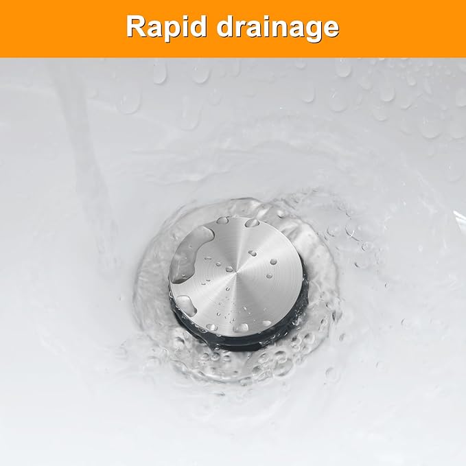 Pop-Up Sink Drain Stopper with Lift Rod and Overflow, Chrome Finish - Image 5