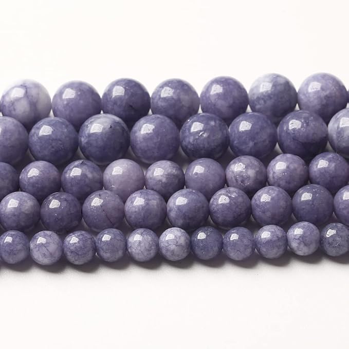 10mm 32pcs Natural Purple Angelite Stone Beads Lavender Gemstone Round Loose Beads for Jewelry Making DIY Bracelet Necklace Earrings 32" 2 Strands