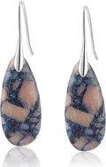 Natural Healing Stone Fishhoop Dangle Drop Earrings Statement Gold silver earrings