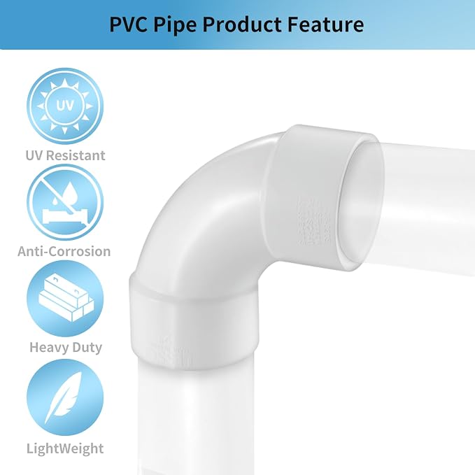 LESSO 1-1/2" PVC 90 Degree Sweep Elbow, 1-1/2 inch PVC Pipe Fittings High Flow - Image 3