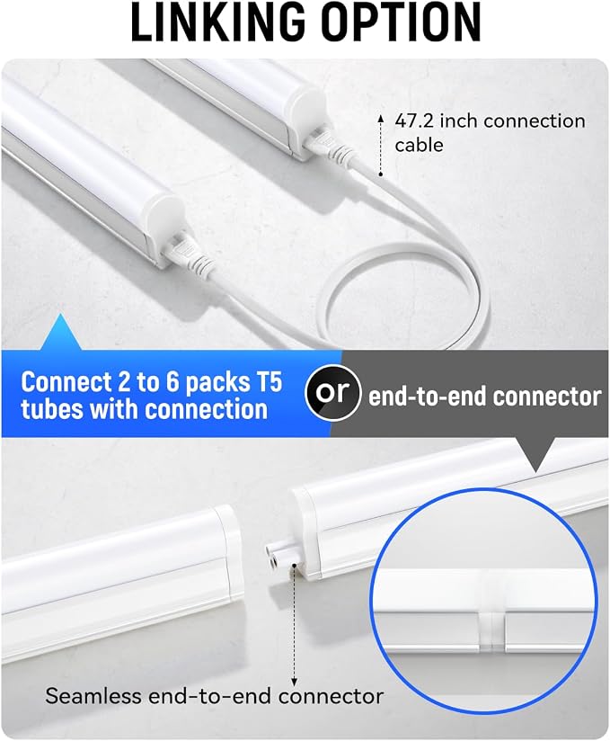 Upgraded 4FT T5 LED Integrated Fixture, 2300LM Linkable LED Shop Light - Image 3