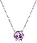 ChicSilver 925 Sterling Silver 12 Months Sparkling Round Cut Created Birthstone Pendant Necklace, 16 Inch Rolo Chain