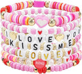 Beaded Bracelet for Women Pink Love Heart Stretch Bracelets Accessories