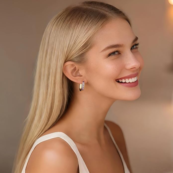 Trendy CZ Gold/Silver Hoop Earrings for Women Square Hypoallergenic chunky gold Hoop Earrings Geometric Minimalist Rectangle Hoops
