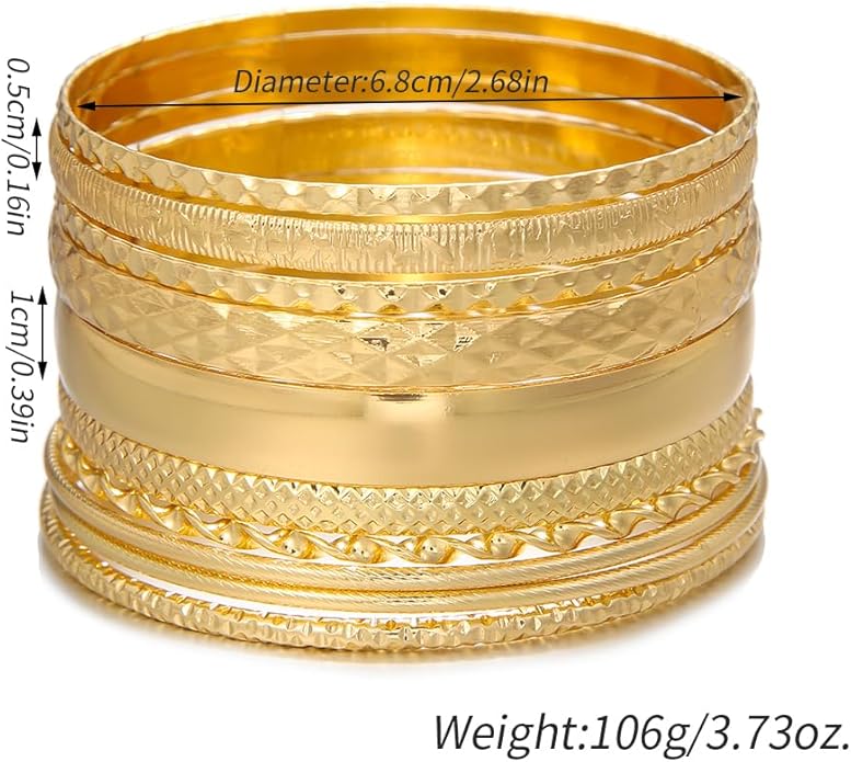 16Pcs Gold Bangle Bracelets for Women - Multi Layer Stackable Textured Bracelets Boho Jewelrys Set.