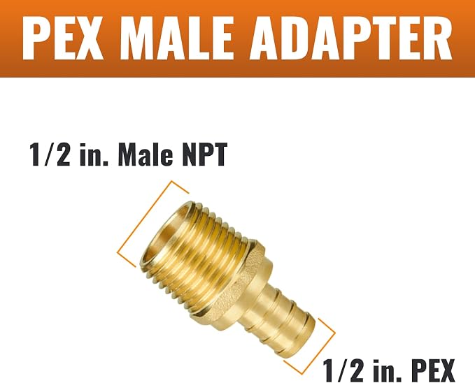 50-Pack 1/2" NPT to 1/2" PEX Male Adapter | Brass - Image 2