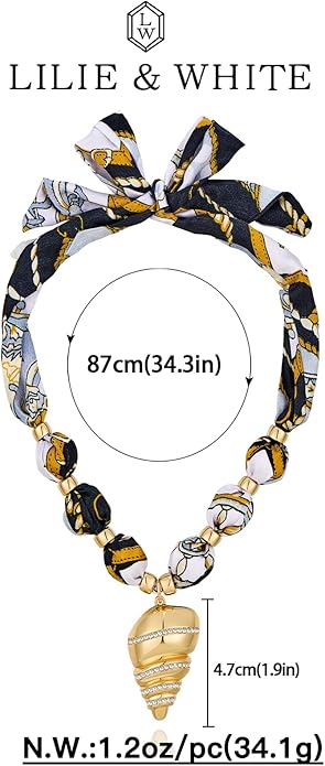 LILIE&WHITE Gold Charms Necklace for Women Bandana Necklace with Colorful Charms Necklaces Beach Jewelry Gift