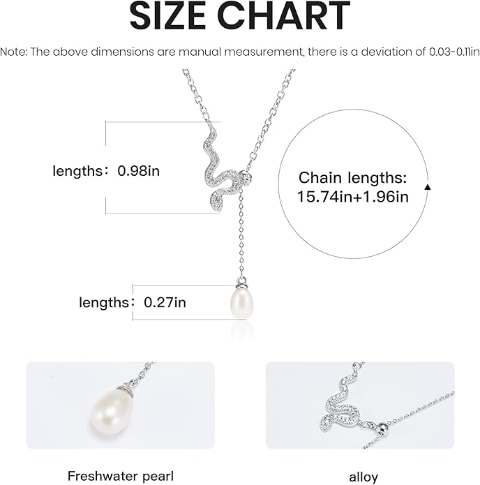 IDOKAWA Bowknot/Snake Pendant Imitation Pearl Necklace Gorgeous Y Necklace for Women AAA Quality Alloy Fashion Jewelry Gifts for Wife Friend-Snake
