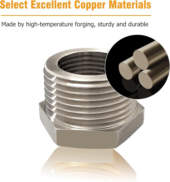 3/4" NPT Male to 1/2" NPT Female Reducer Bushing, 304 Stainless Steel Pipe Hex - Image 4