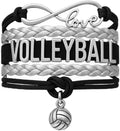 Volleyball Bracelets For Girls- Ideal Volleyball Gifts & Souvenirs. Adjustable Charm Bracelet with Moveable Letters, Infinity Symbol & Silver Volleyball Charm. Fashionable Bracelets by SportyBella.