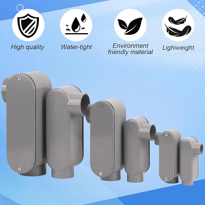 4Pack 1/2 Inch Rigid PVC Conduit Body Type LR, Slip x Slip PVC Conduit Bodies - Image 5