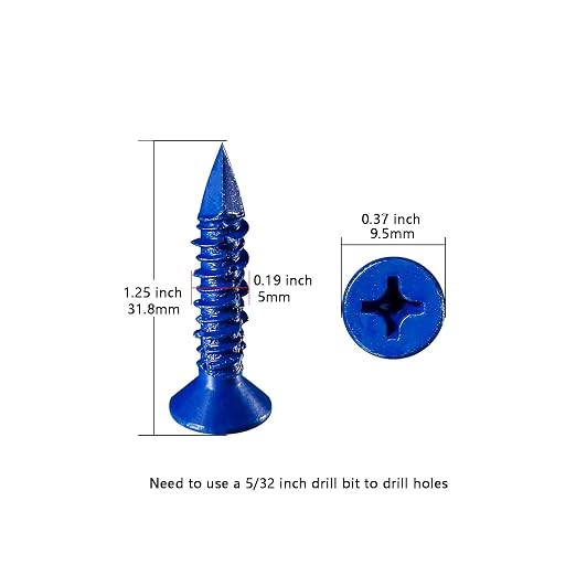 Wensilon WenSilon 3/16''x1-1/4 Concrete Screw Anchor Blue Flat Head - Image 2