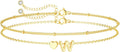 DEARMAY Dainty Initial Heart 14K Gold Plated Bracelets for Women Trendy, Letter Charm Bracelet Jewelry Cute Simple Fashion Chain Gift