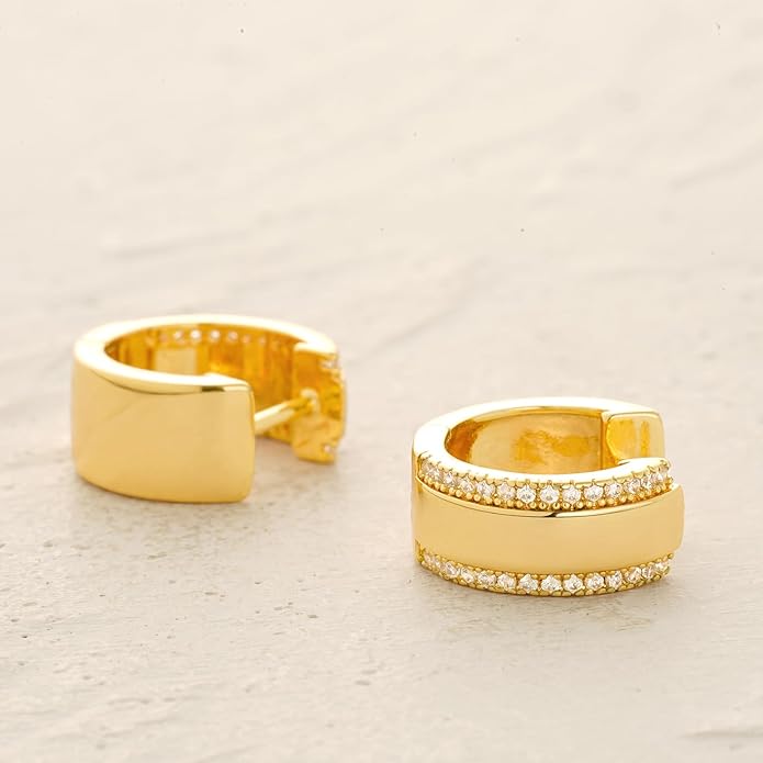 MYEARS Women Earrings Gold Huggie Hoop Ear Stud Cuff 14K Small Simple Hypoallergenic Everyday Jewelry
