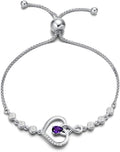 AGVANA Valentines Day Gifts Heart Birthstone Bracelets for Women Sterling Silver Genuine or Created Gemstone Tennis Bracelet Infinity Love Jewelry Anniversary Birthday Gifts for Wife Mom Women