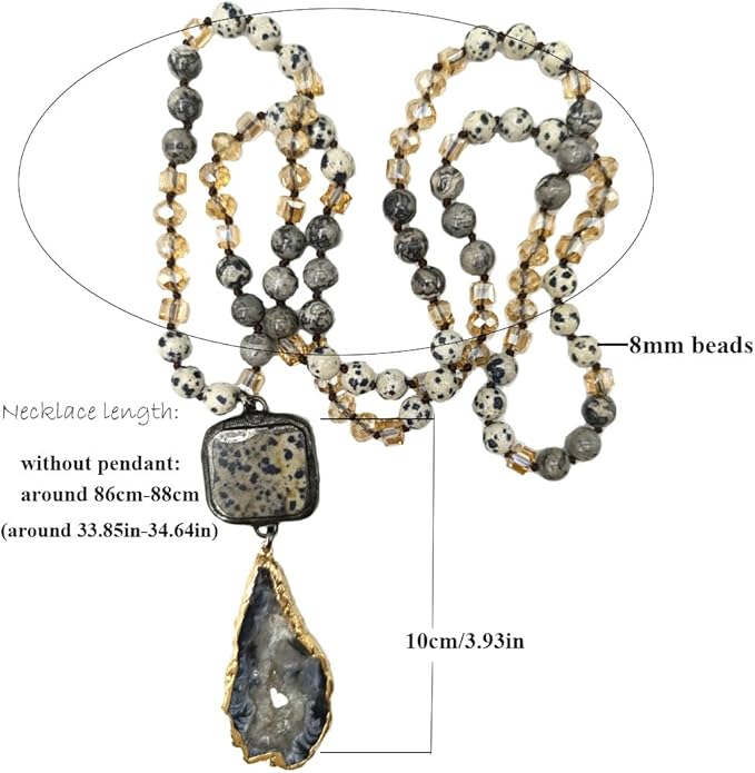 Yomisa Boho Necklaces for Women Men Long,33/34/35 Inch Natural Turquoise Tiger Eye Beaded Stone Pendant Necklaces for Women Trendy,Handmade Bohemian Western Bead Necklace Fashion Charm Jewelry Gift