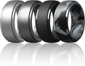 Egnaro Men's Silicone Rings 10mm Wide 2.5mm Thick, Rubber Wedding Bands with Inner Arc Ergonomic Breathable Design, 1/4/5/7 Variety Multipack