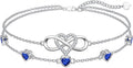 Dorunmo 925 Sterling Silver Infinity Heart Birthstone Anklet Bracelets for Women Best Mother's Day Birthday Jewelry for Wife Girlfriend Mom Her