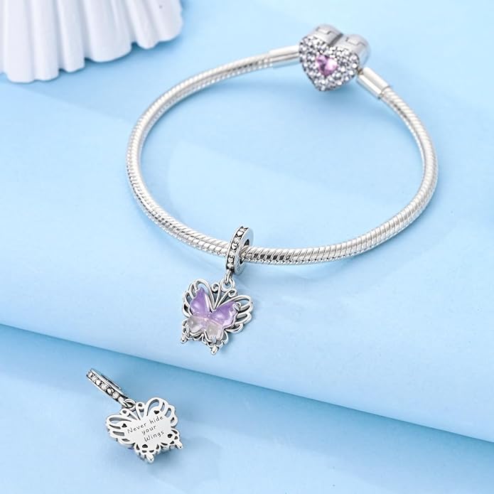 NARMO S925 Sterling Silver Charms Hamsa Charm for Pandora Bracelets Cross Charms for Bracelets Perfume High Heels Dangle Charms Silver Charms for Women