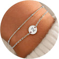 MONOZO Gold Bracelets for Women Girls Valentines Day Gifts, Dainty 18K Gold Plated Disc Monogram Letter A-Z Initial Bracelets for Women Trendy Personalized Letter Bracelet Valentines Day Gifts for Her