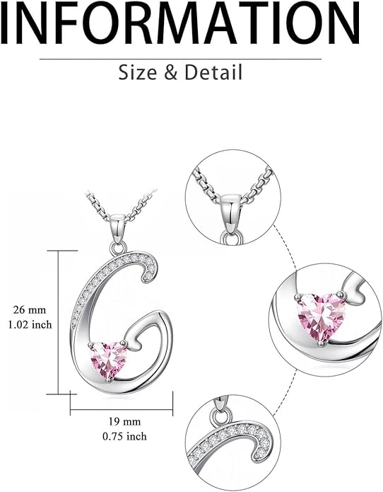 Valentines Day Gifts for Women Alphabet A to Z Initial Birthstone Pendant Necklaces for Women - 18k White Gold Plated Personalized Name Jewelry Valentine Mothers Day Birthday Gifts for Women Her Girlfriend