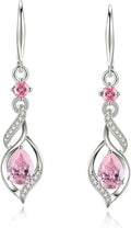 FANCIME Gift for Women Birthstone Dangle Earrings for Her Teardrop Birthstone Earrings S925 Sterling Silver infinity Love Birthday Gifts for Mom Women