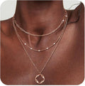 3Pcs Layered Necklace for Women Stackable Necklaces Silver Rosegold Gold Plated Chain Dainty Set Gifts Circle Pendant Paperclip Chain Choker Necklaces Trendy Personalized Jewelry Set Gifts for Women