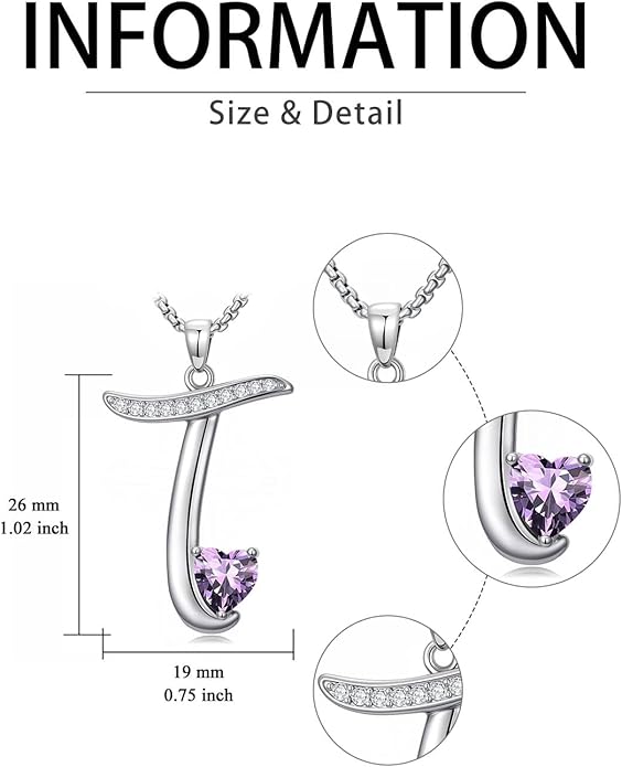 Valentines Day Gifts for Women Alphabet A to Z Initial Birthstone Pendant Necklaces for Women - 18k White Gold Plated Personalized Name Jewelry Valentine Mothers Day Birthday Gifts for Women Her Girlfriend
